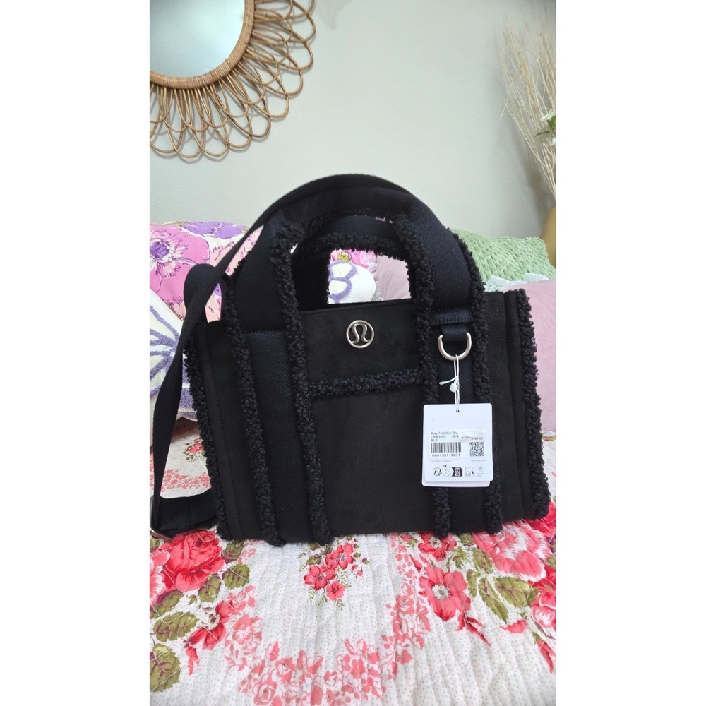 Lululemon Daily Tote Mini 7L Fleece Black Canvas Crossbody Handbag NEW